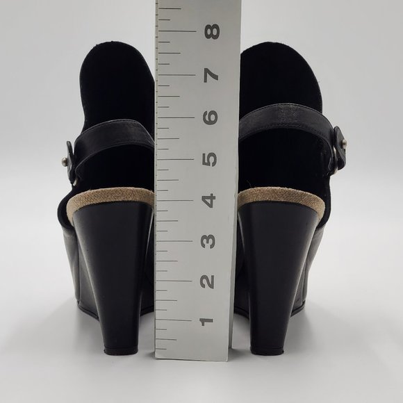 Vince Black Leather Sling Back Wedges - Picture 7 of 16